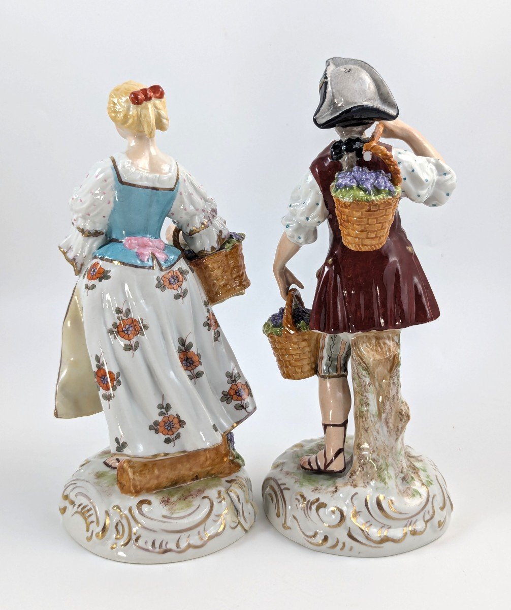 Figurines Anciennes En Porcelaine Représentant Des Vendangeurs, France, Style Sèvres, 19e Siècl-photo-3