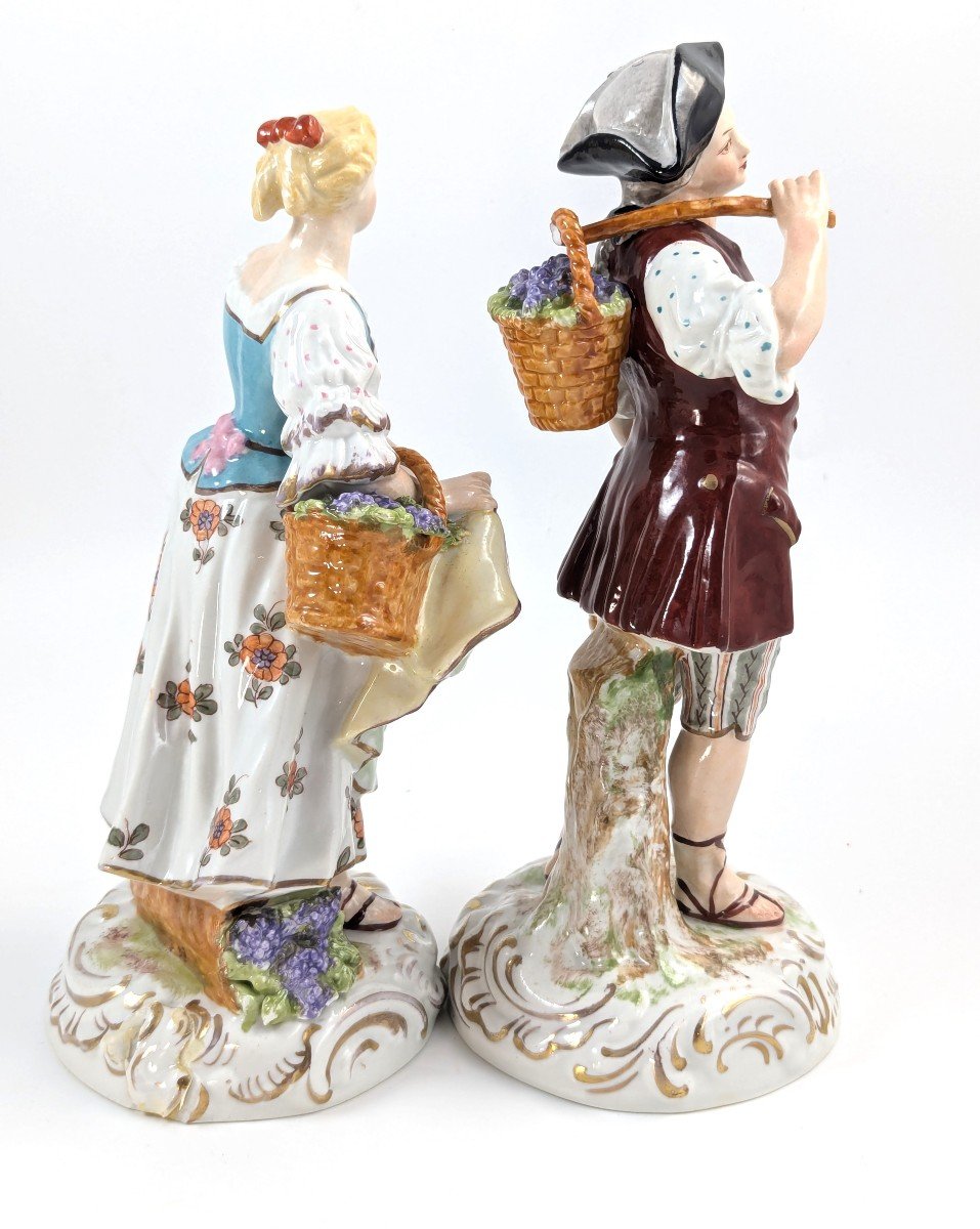 Figurines Anciennes En Porcelaine Représentant Des Vendangeurs, France, Style Sèvres, 19e Siècl-photo-4