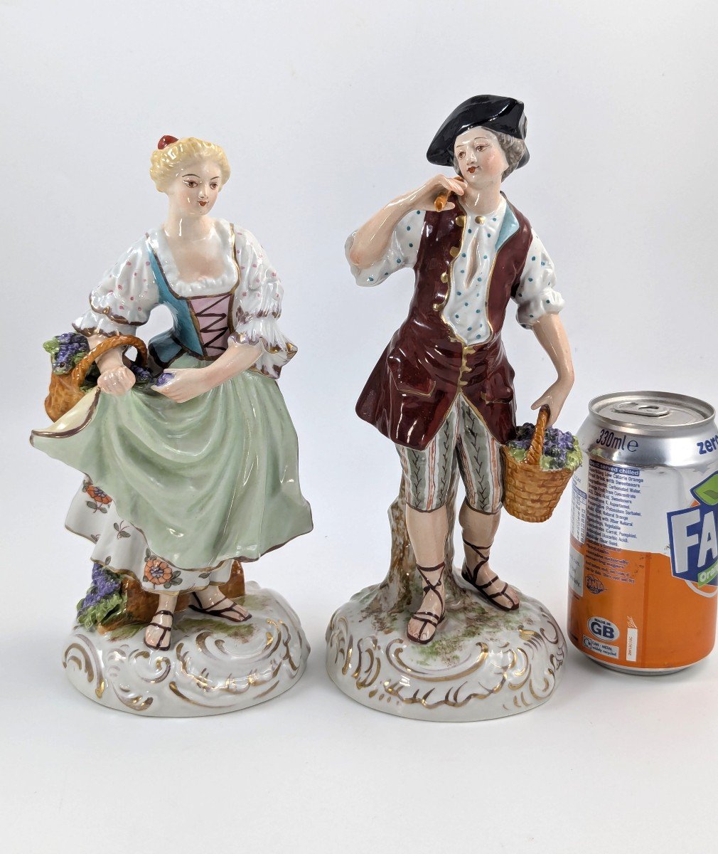 Figurines Anciennes En Porcelaine Représentant Des Vendangeurs, France, Style Sèvres, 19e Siècl-photo-4