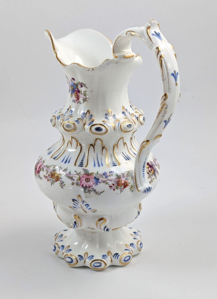 Antique Porcelain Gilt Floral Jug, Dresden Style, Germany,  19th -photo-2