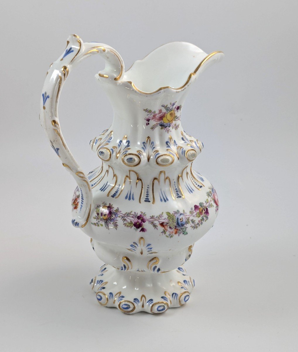 Antique Porcelain Gilt Floral Jug, Dresden Style, Germany,  19th -photo-3