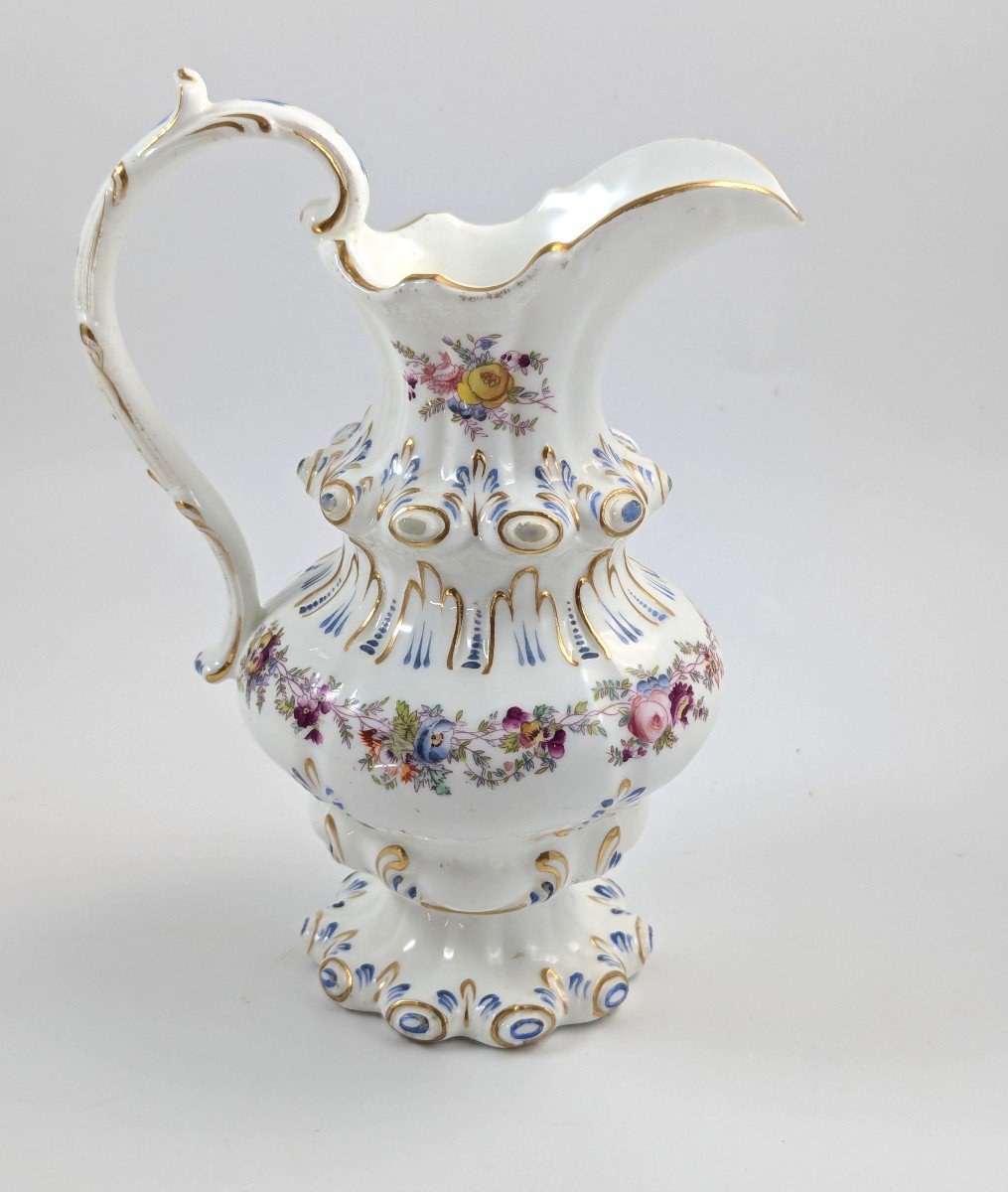 Antique Porcelain Gilt Floral Jug, Dresden Style, Germany,  19th -photo-4