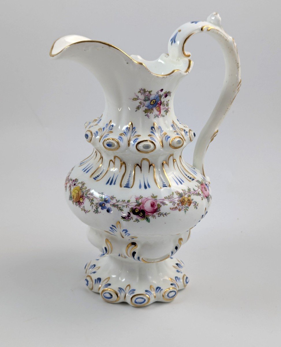 Antique Porcelain Gilt Floral Jug, Dresden Style, Germany,  19th -photo-3