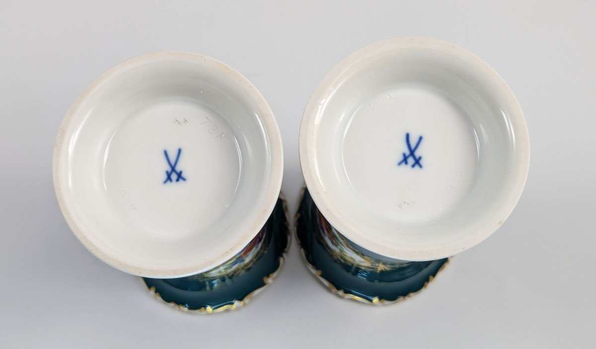 Antique Meissen  Porcelain Spill Vases, 19th .-photo-3