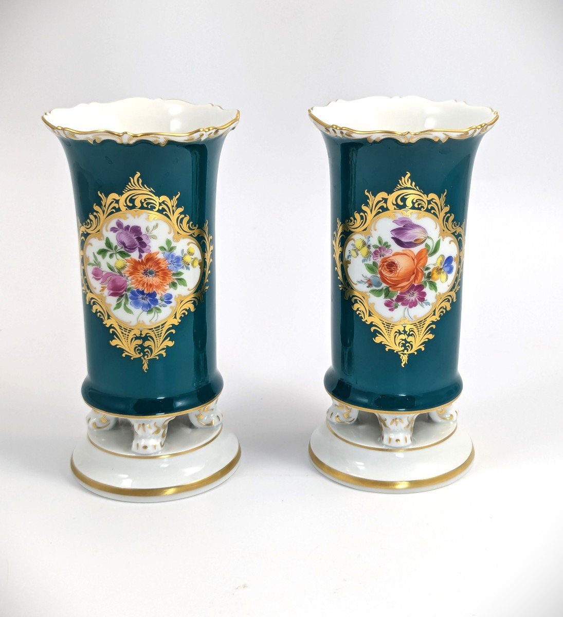 Antique Meissen  Porcelain Spill Vases, 19th .