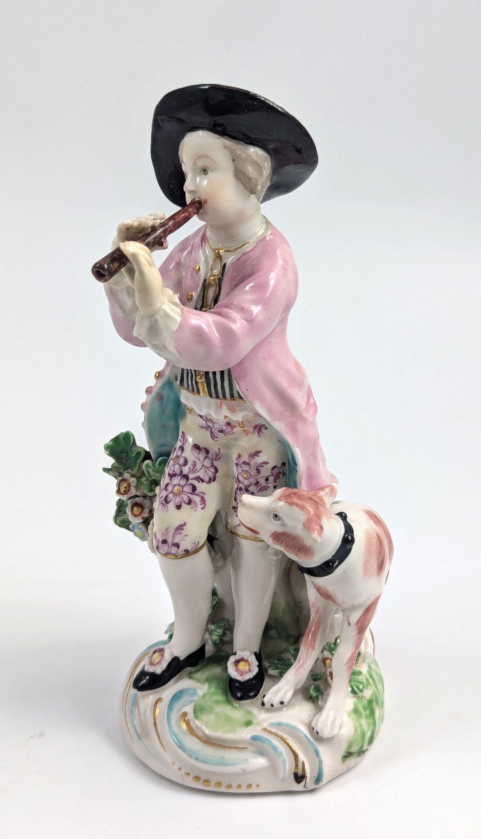 Derby Porcelain Figurine Of Shepherd With Pipe, 1760-photo-2