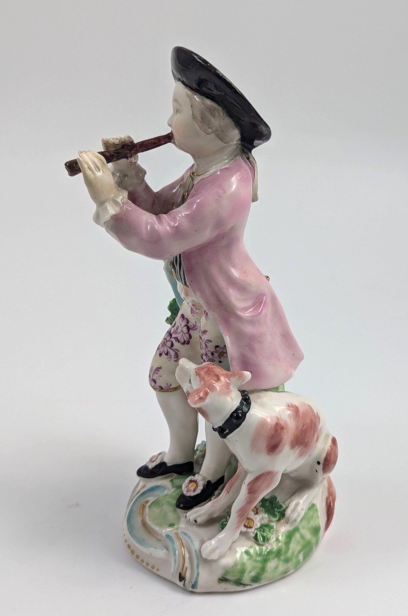 Derby Porcelain Figurine Of Shepherd With Pipe, 1760-photo-3