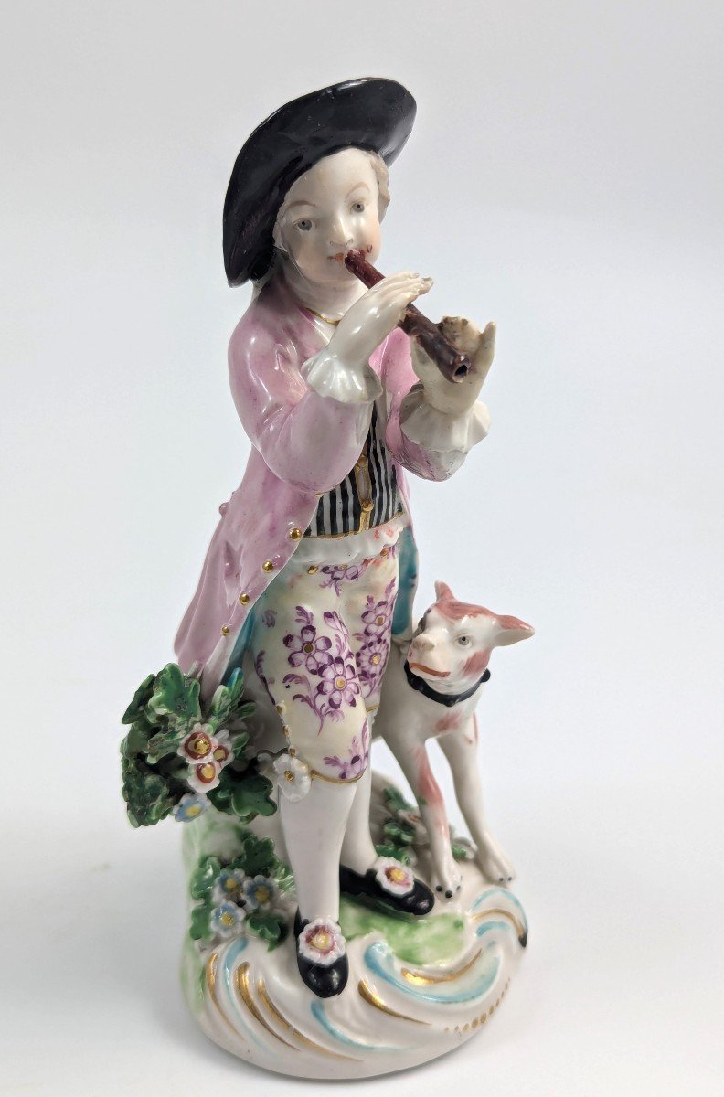 Derby Porcelain Figurine Of Shepherd With Pipe, 1760-photo-3