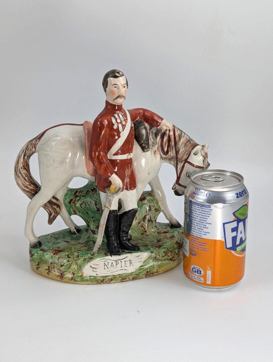 Staffordshire Pottery Figurine Of General Napier With Horse, Thomas Parr, C. 1860-photo-5