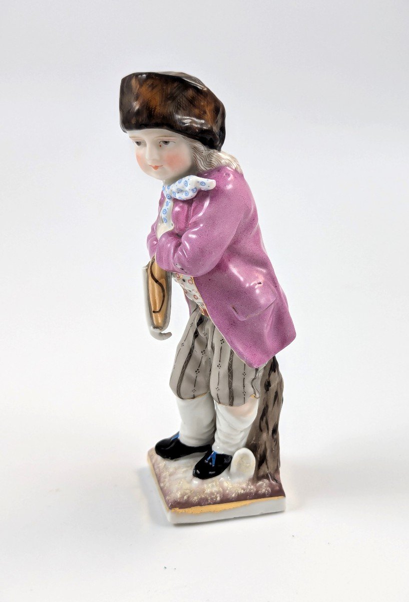 Antique Sitzendorf Porcelain Figurine Of Skater With Skate, 1885.-photo-2