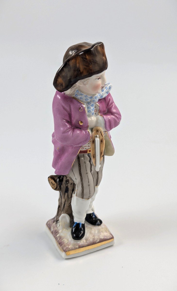 Antique Sitzendorf Porcelain Figurine Of Skater With Skate, 1885.-photo-2