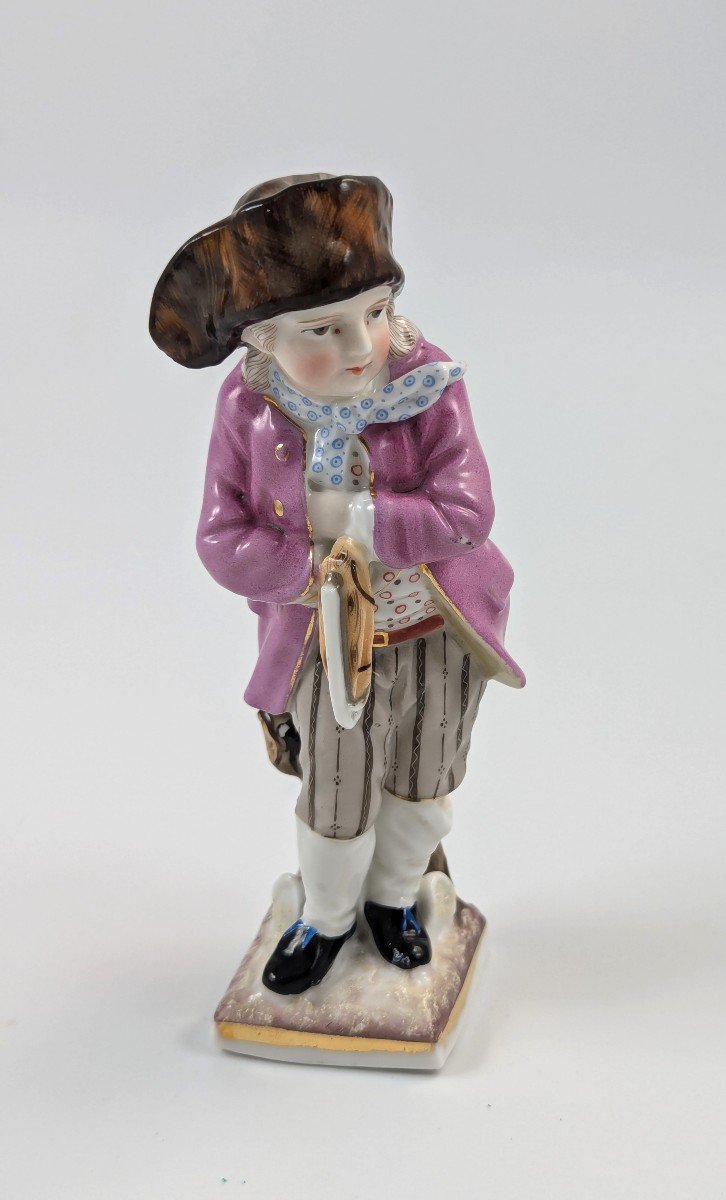 Antique Sitzendorf Porcelain Figurine Of Skater With Skate, 1885.-photo-3