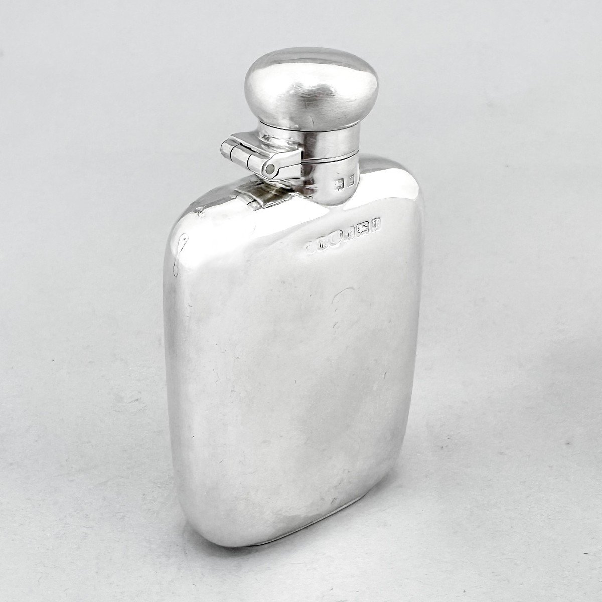 Sterling Silver Miniature Whisky Hip Flask 60 Ml / 2 Oz-photo-2