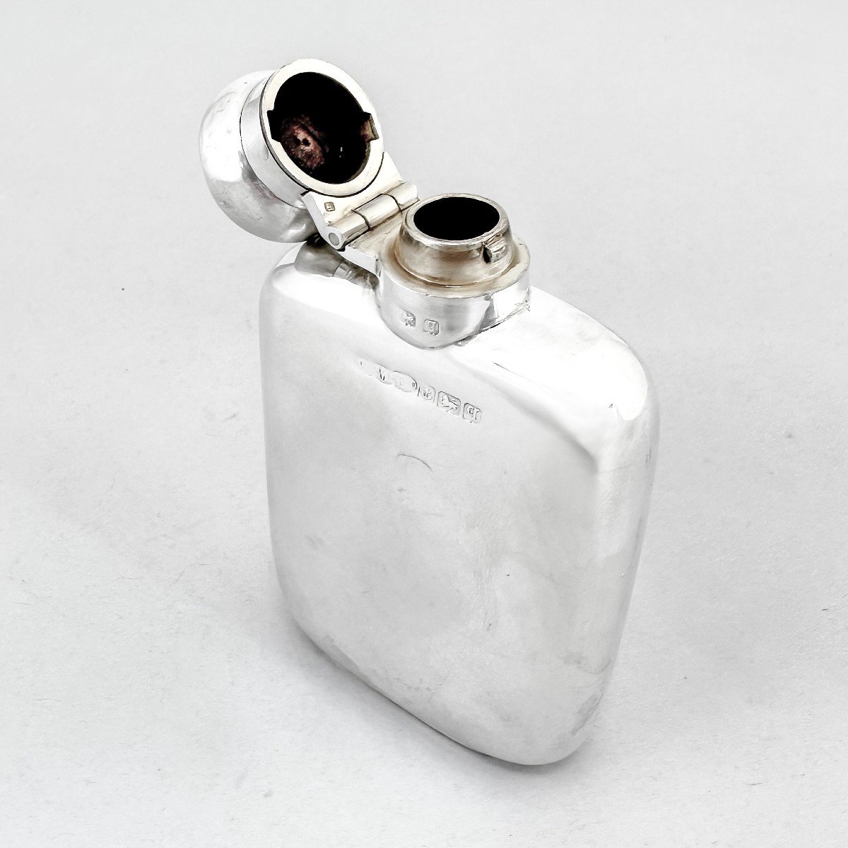 Sterling Silver Miniature Whisky Hip Flask 60 Ml / 2 Oz-photo-6