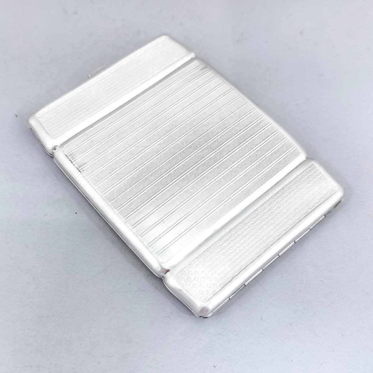 Silver Czech Art Deco Double Cigarette Case With Gold Scrolls-photo-2