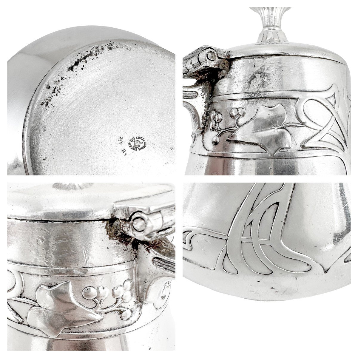 Antique Silver Plated Wmf Art Nouveau Jugendstil Five-piece Tea And Coffee Set On Tray-photo-1