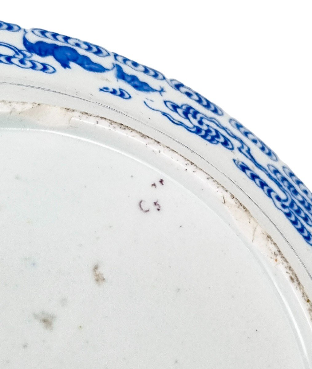 George III 18th Century First Period Worcester Chinoiserie Blue And White Porcelain Dragon Bowl-photo-8