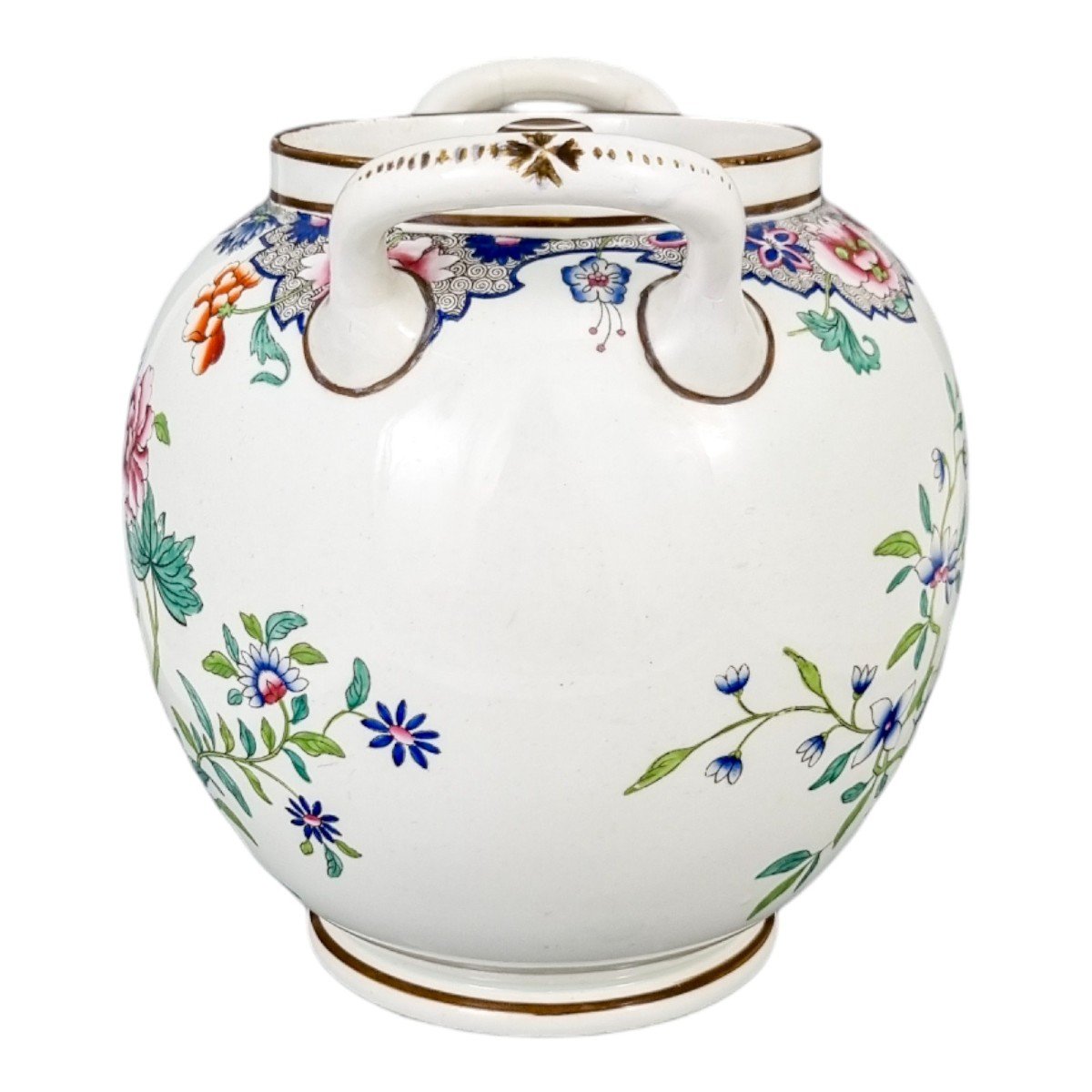 1820s Regency Spode Porcelain Chinoiserie Famille Rose Creamware Barrel Scent Jar, Pattern 3184-photo-3