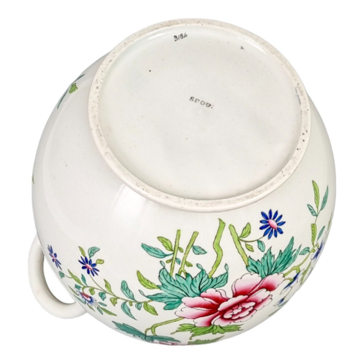 1820s Regency Spode Porcelain Chinoiserie Famille Rose Creamware Barrel Scent Jar, Pattern 3184-photo-5