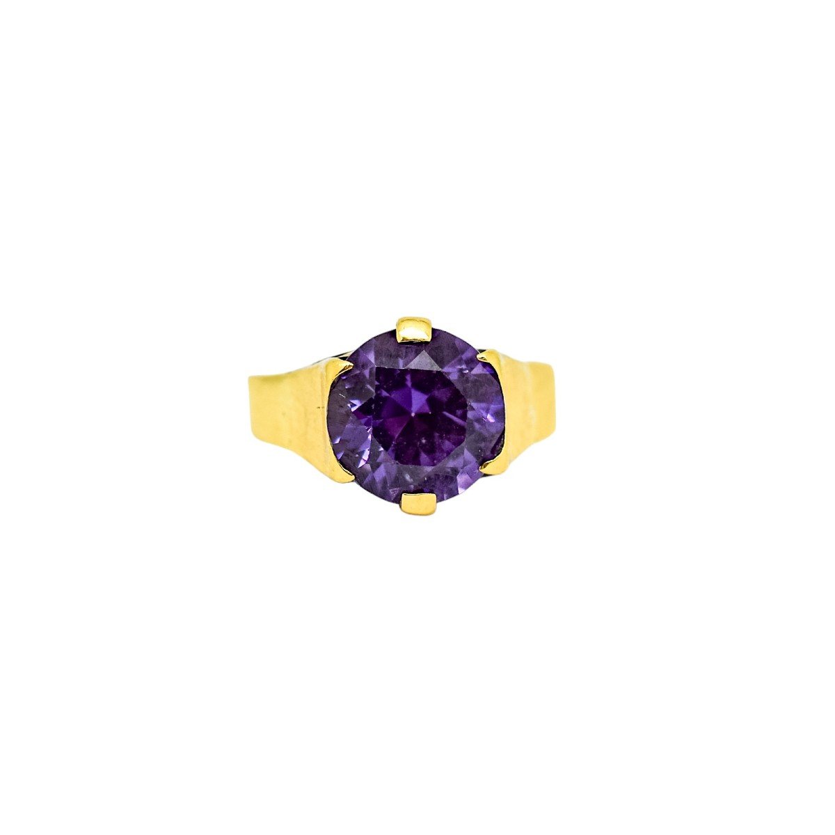 Vintage 9k Yellow Gold 4.8ct Alexandrite Sapphire Colour-change Statement Ring, Size N-photo-1