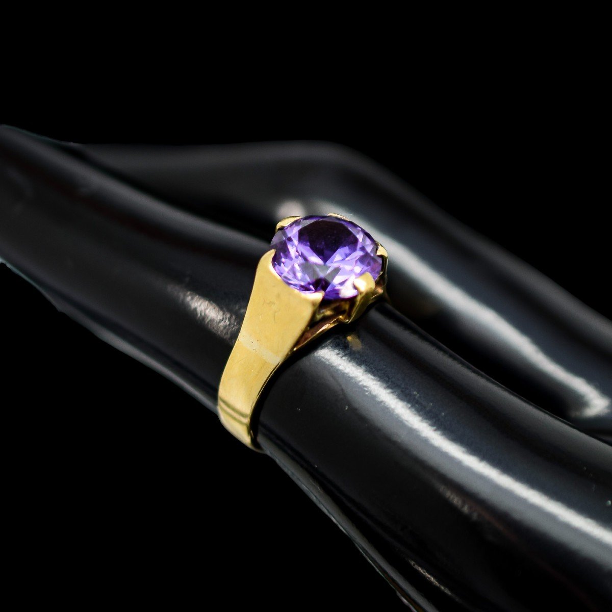 Vintage 9k Yellow Gold 4.8ct Alexandrite Sapphire Colour-change Statement Ring, Size N-photo-6