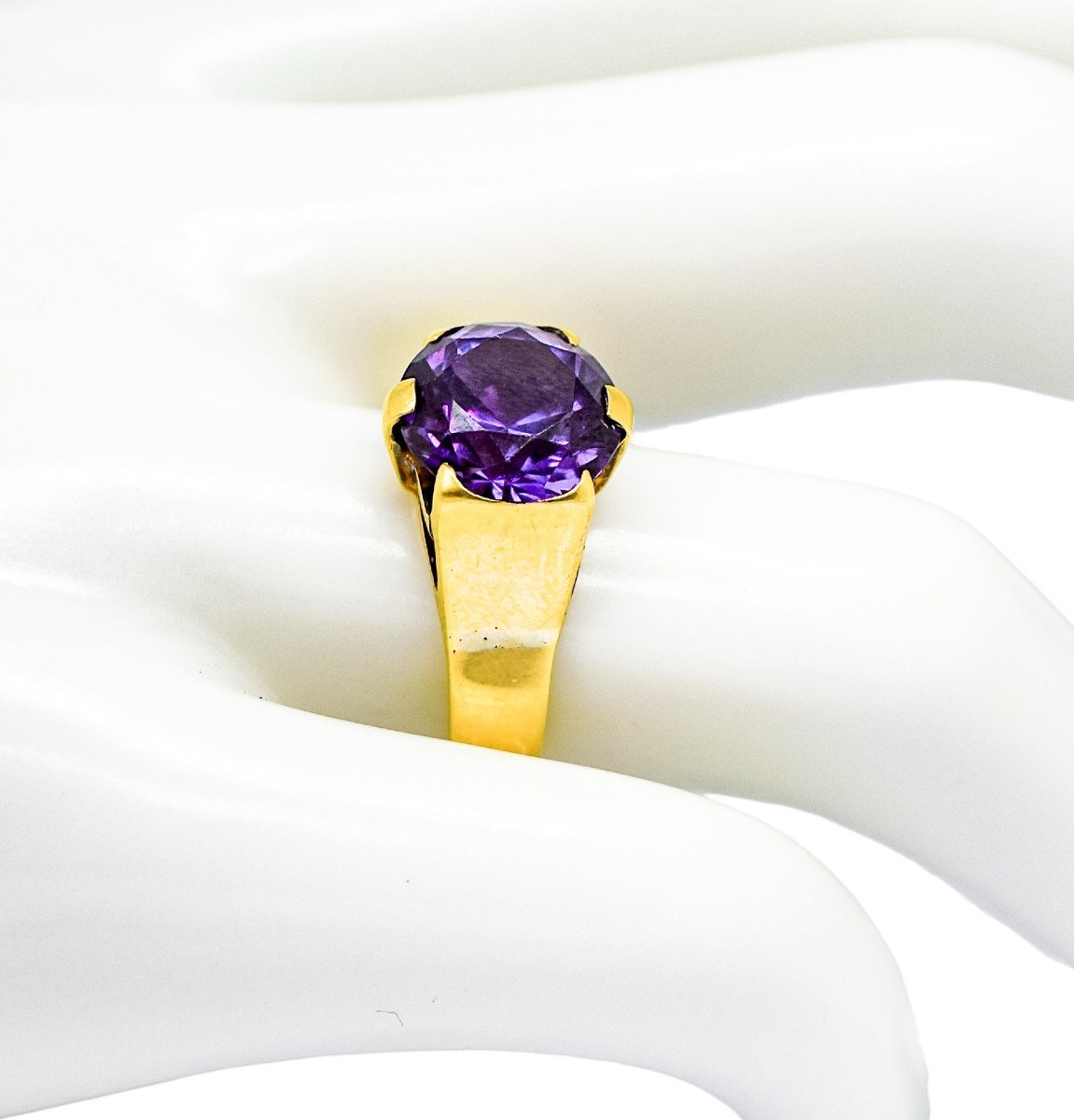 Vintage 9k Yellow Gold 4.8ct Alexandrite Sapphire Colour-change Statement Ring, Size N-photo-7