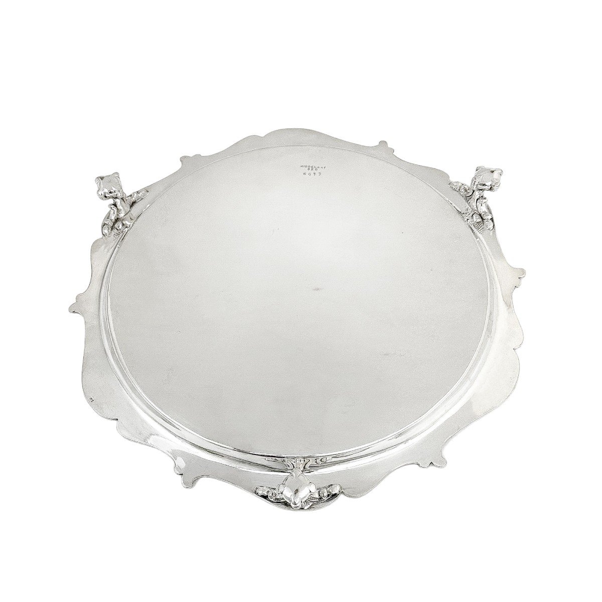 Silver Plated Victorian Salver In Neoclassical Style With Chippendale Border And Garlands-photo-4