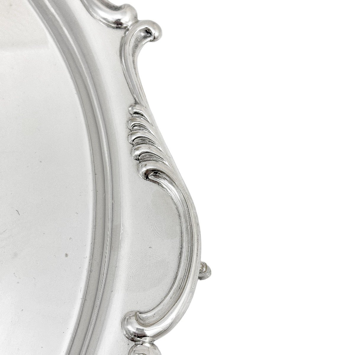 Silver Plated Victorian Salver In Neoclassical Style With Chippendale Border And Garlands-photo-5