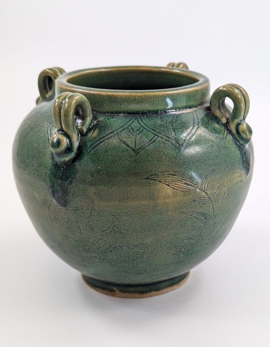 Antique Chinese Green Celadon Jar, Song Dynasty.-photo-3