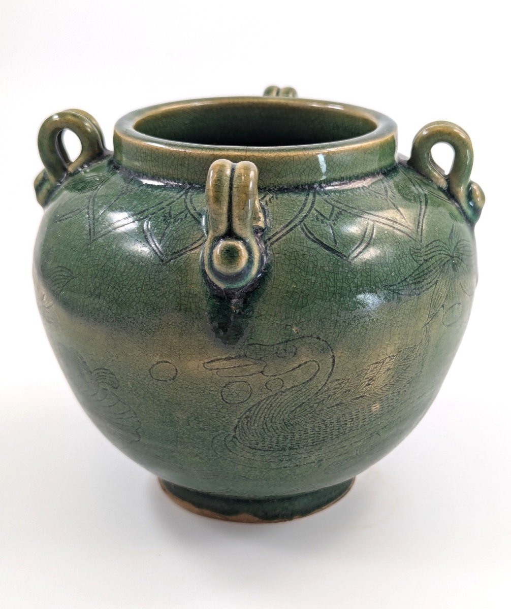 Antique Chinese Green Celadon Jar, Song Dynasty.-photo-2