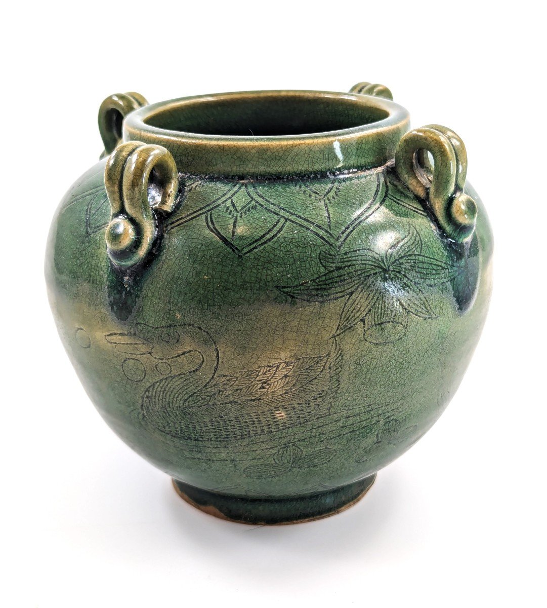 Antique Chinese Green Celadon Jar, Song Dynasty.