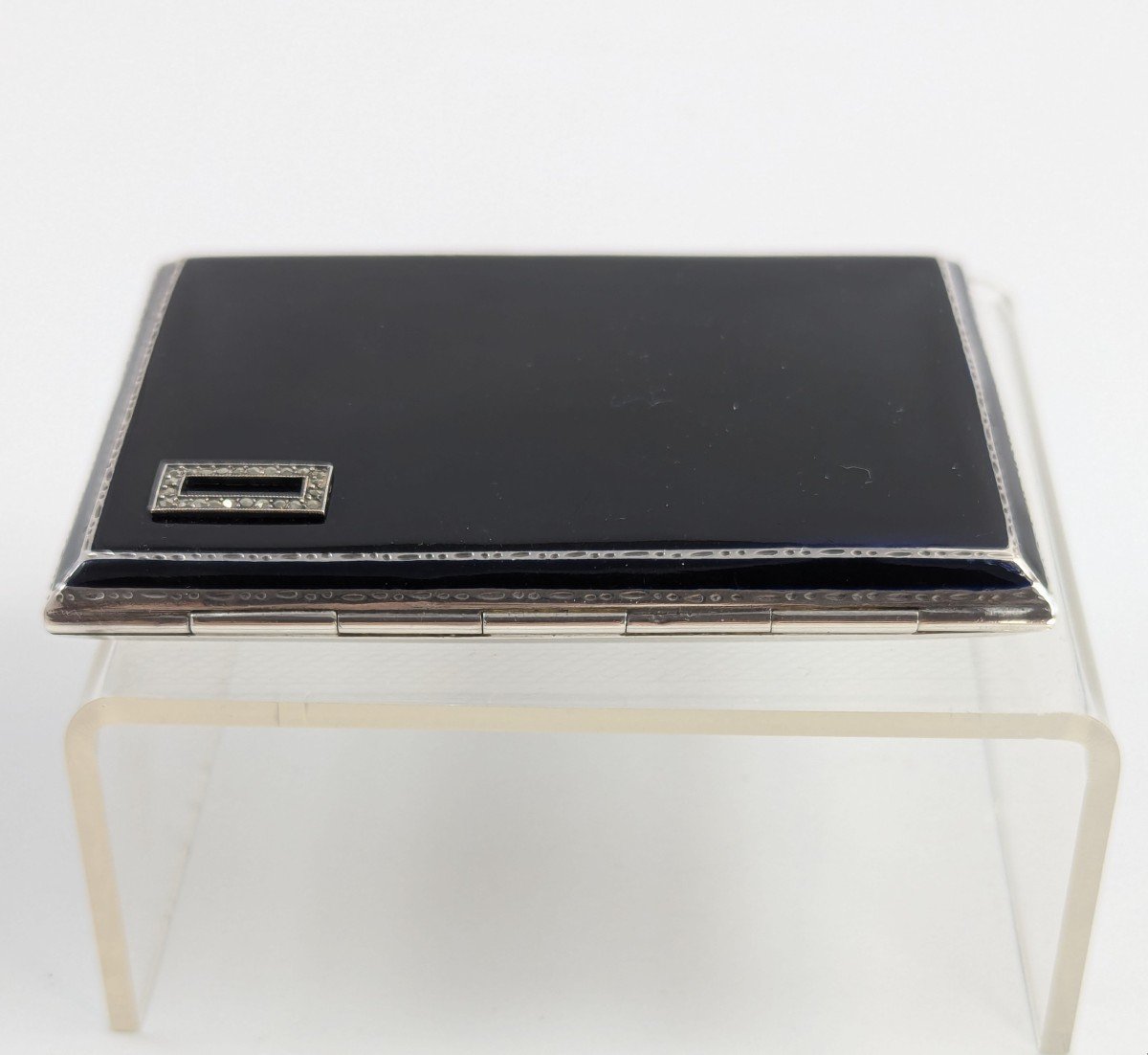 Sterling Silver Black Enamel Cigarette Case, London, 1932.-photo-3