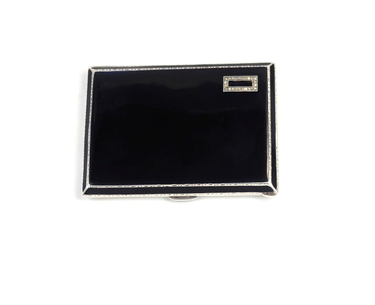 Sterling Silver Black Enamel Cigarette Case, London, 1932.-photo-7