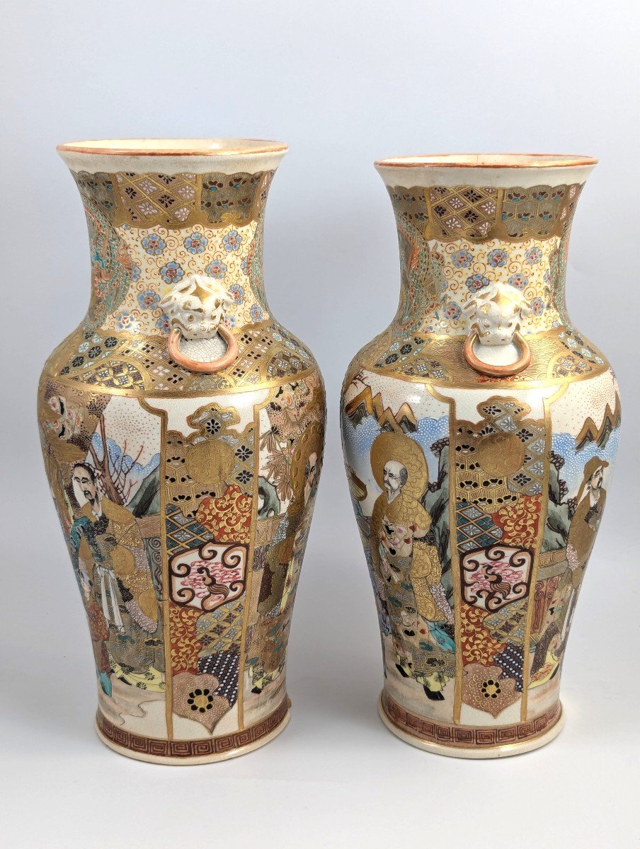 Vases Satsuma, Kyoto, Atelier Nishida (西田造), Vers 1890-photo-2