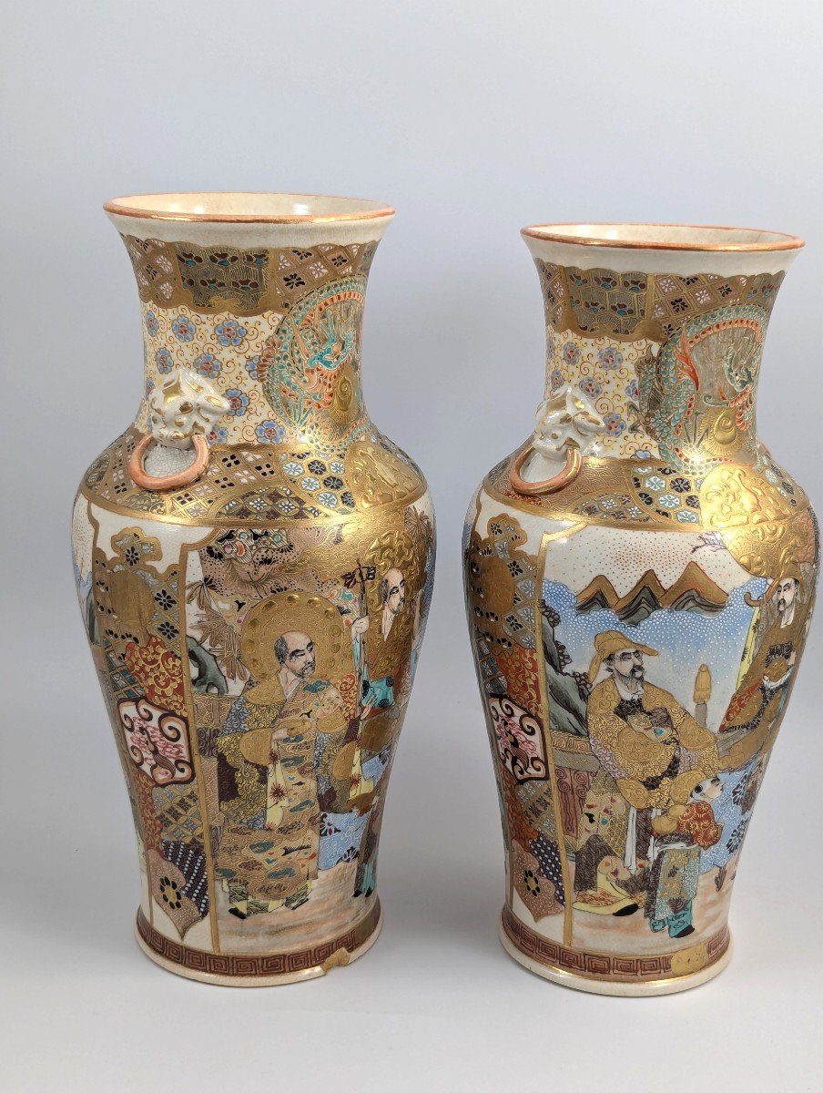 Vases Satsuma, Kyoto, Atelier Nishida (西田造), Vers 1890-photo-3