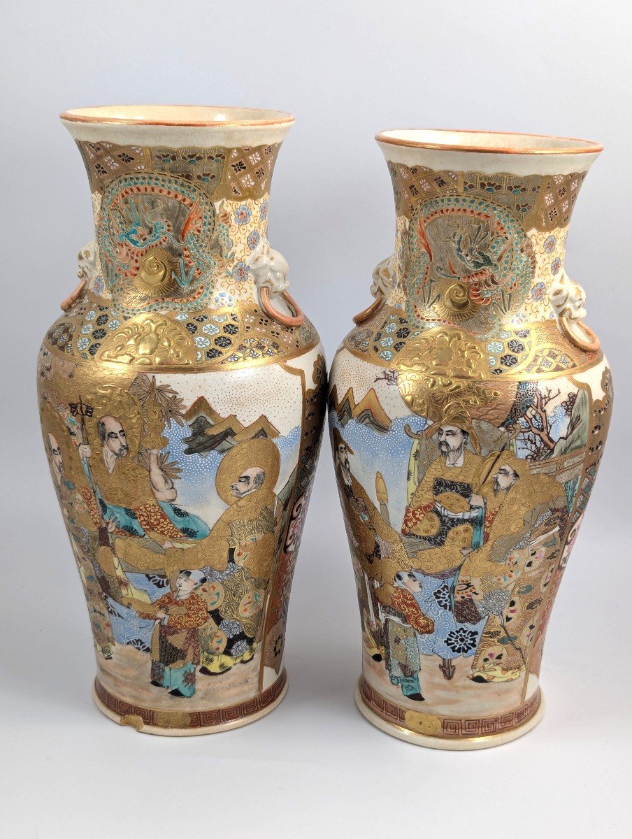 Vases Satsuma, Kyoto, Atelier Nishida (西田造), Vers 1890-photo-4