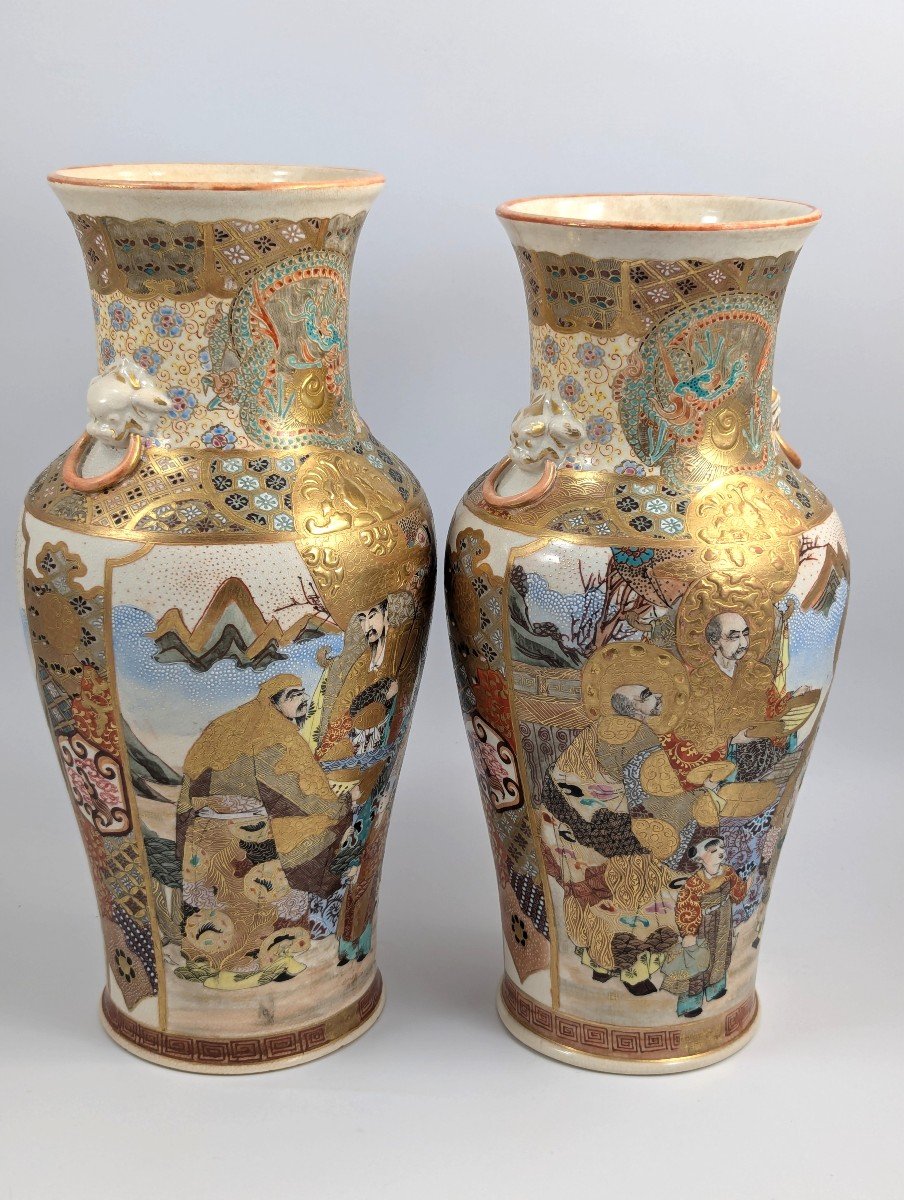 Vases Satsuma, Kyoto, Atelier Nishida (西田造), Vers 1890-photo-2