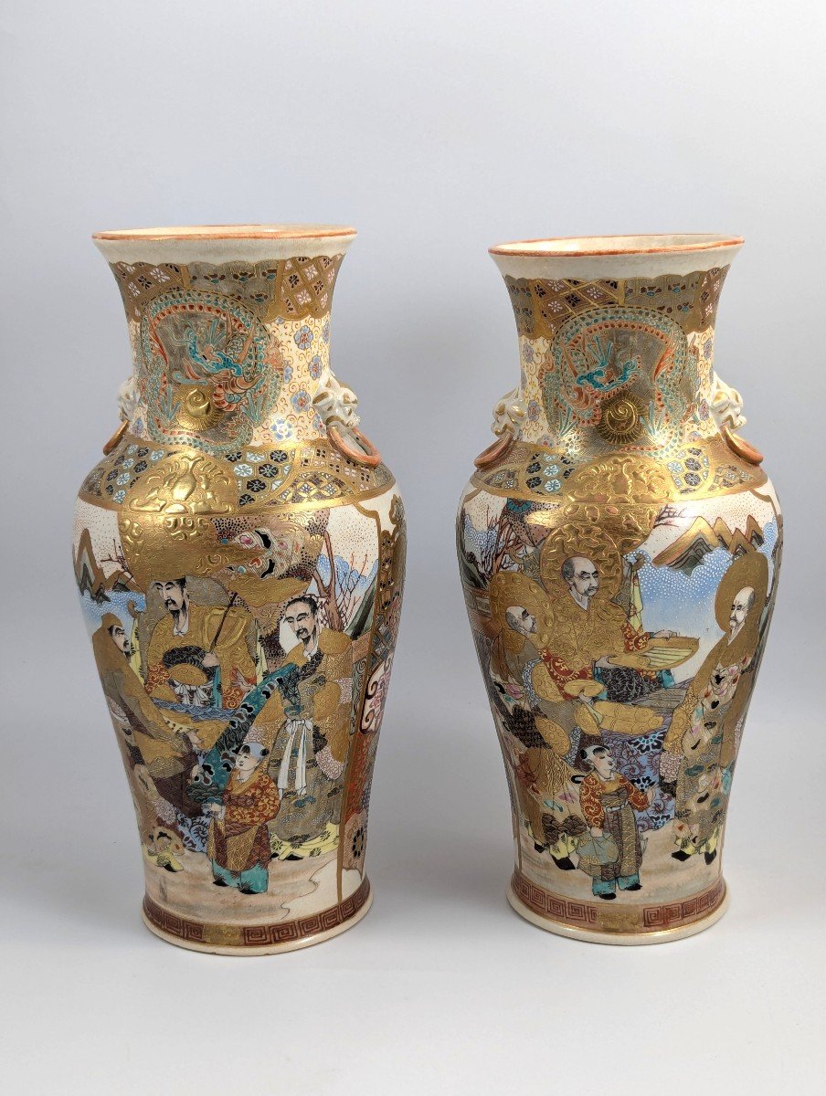 Vases Satsuma, Kyoto, Atelier Nishida (西田造), Vers 1890