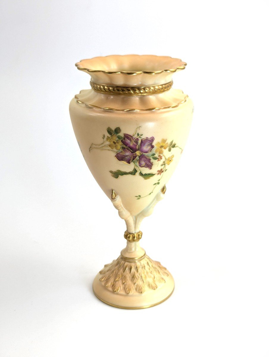 Rare Vase Royal Worcester Avec Base En Forme De Griffe d'Aigle-photo-3