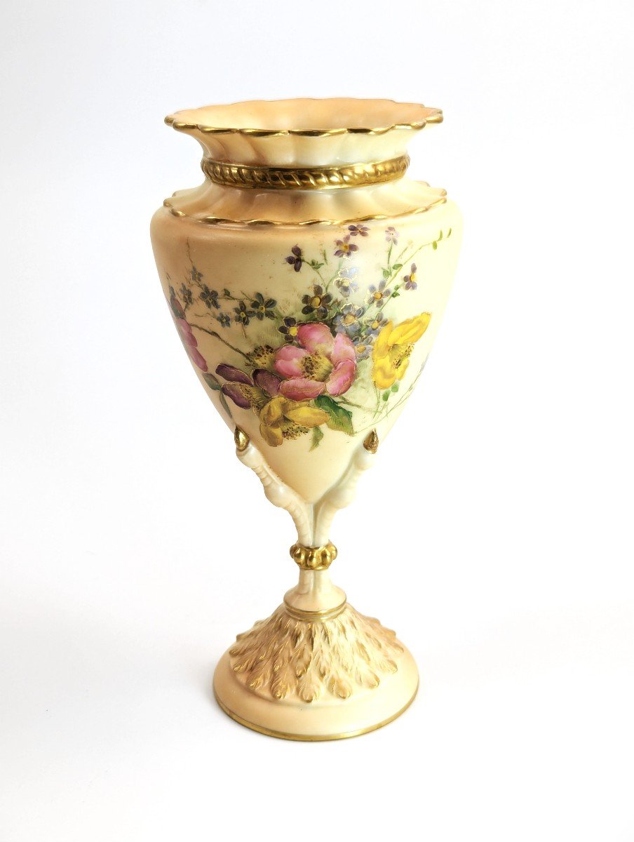 Rare Vase Royal Worcester Avec Base En Forme De Griffe d'Aigle