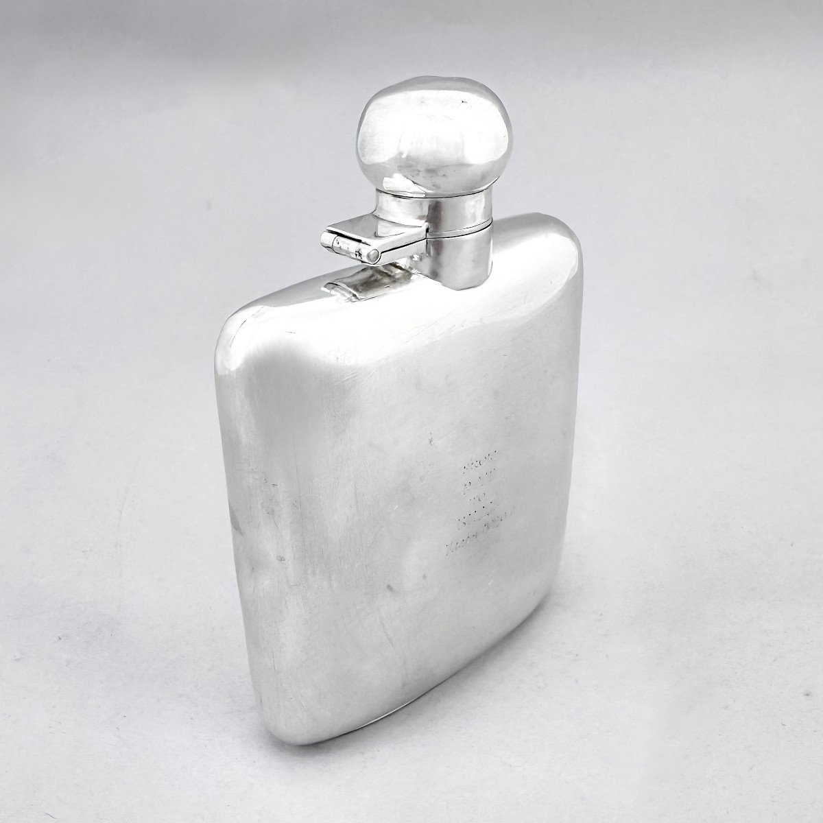 Art Deco Sterling Silver Whisky Hip Flask 150 Ml -photo-2