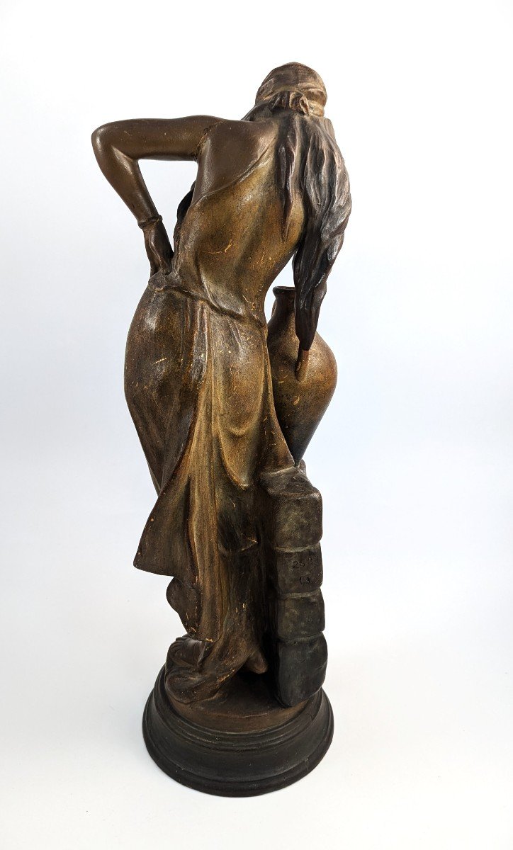 Cherc For Goldscheider Figurine En Faïence « Rebecca Au Printemps », Vers 1900-photo-4