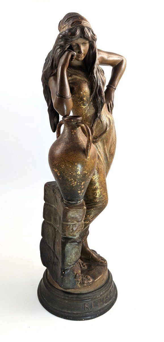 Cherc For Goldscheider Figurine En Faïence « Rebecca Au Printemps », Vers 1900-photo-2