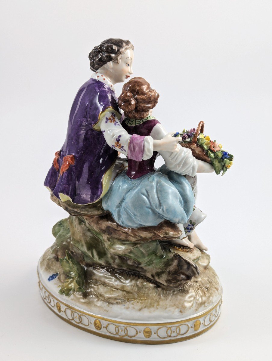 Volkstedt Porcelain Figure Group Couple Courting, C.1945-photo-4