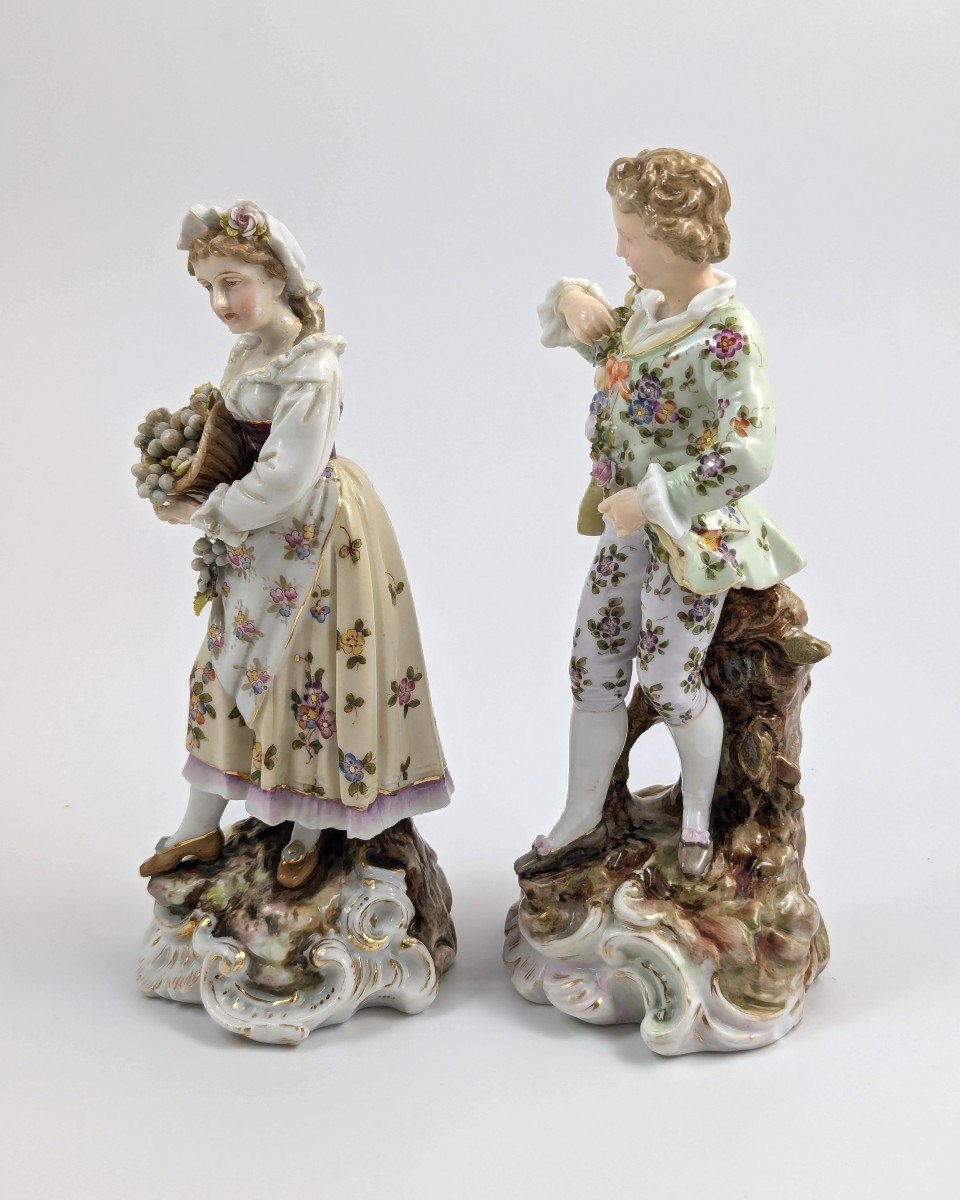 Triebner Ens & Eckert, Volkstedt, Paire De Figurines Jardiniers, Vers 1894-photo-2