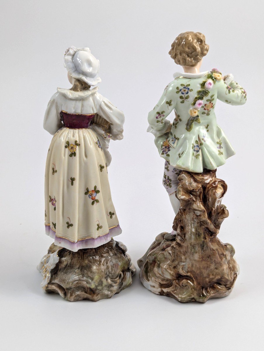 Triebner Ens & Eckert, Volkstedt, Paire De Figurines Jardiniers, Vers 1894-photo-3