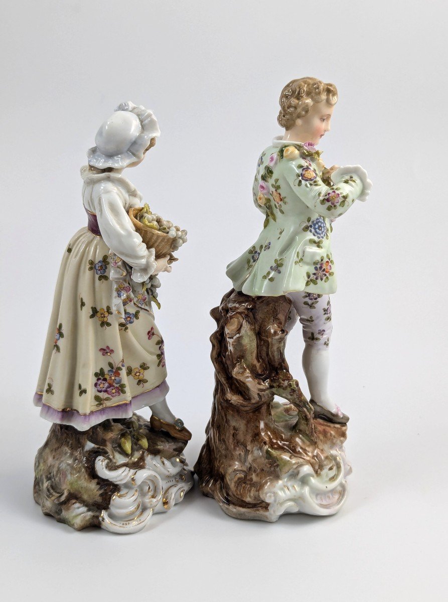 Triebner Ens & Eckert, Volkstedt, Paire De Figurines Jardiniers, Vers 1894-photo-4