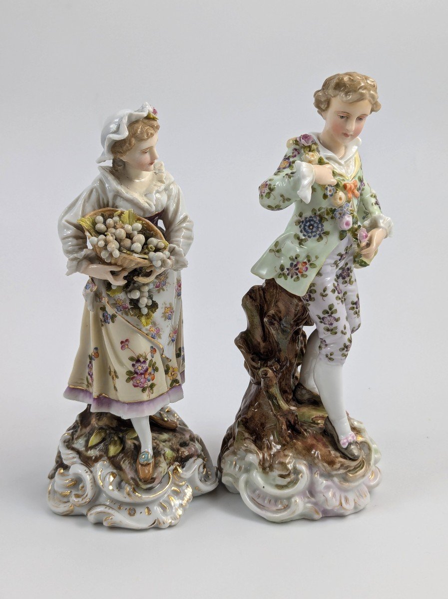 Triebner Ens & Eckert, Volkstedt, Paire De Figurines Jardiniers, Vers 1894-photo-1