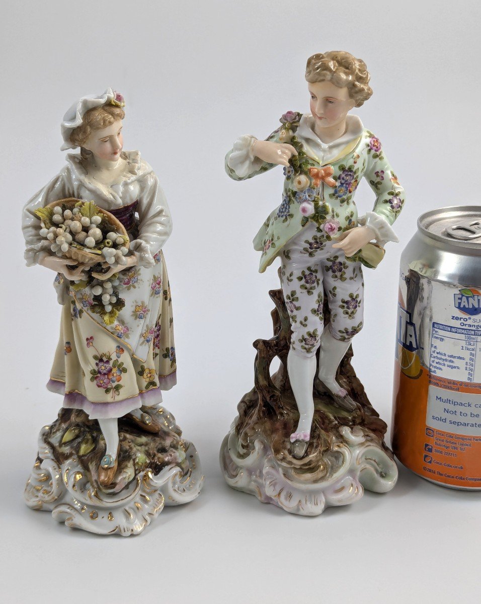 Triebner Ens & Eckert, Volkstedt, Paire De Figurines Jardiniers, Vers 1894-photo-4