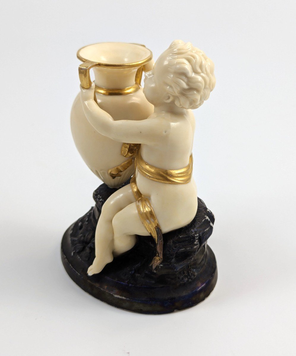 Rare Figurine Royal Worcester, Période Kerr & Binns : Enfant à l'Amphore, 1857-photo-2